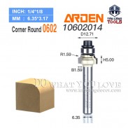 Mũi Router Arden Bo Góc R1.59 Cốt 6.35 mm Arden 0602 Corner Round Bit